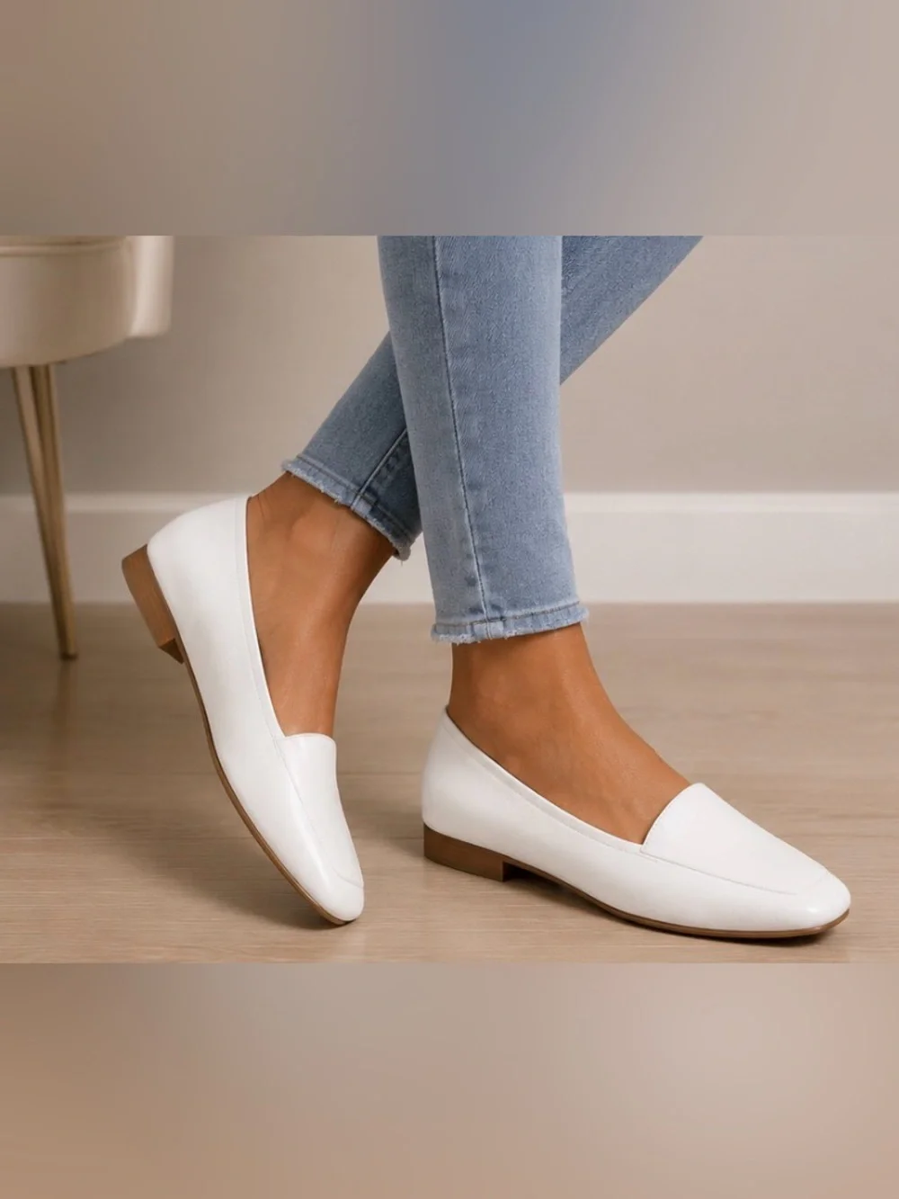 Enzo Angiolini Women's White Pointed Toe Loafers Made in Brazil